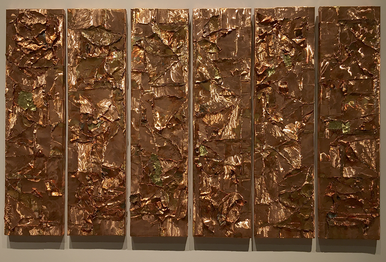 Christopher Schulte, Lead Me, 2008. Etched and hammered copper relief on board. MOCRA collection.